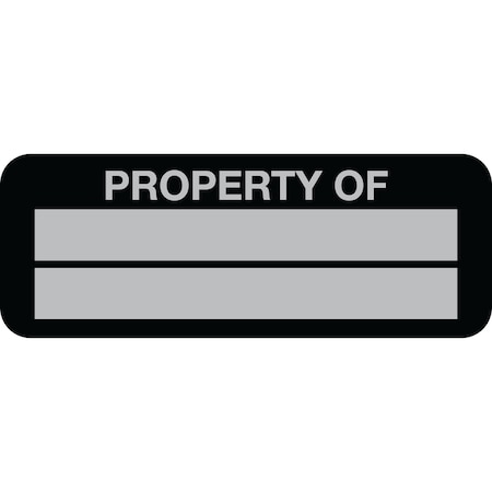 Lustre-Cal Property ID Label PROPERTY OF 5 Alum Black 2in x 0.75in 2 Blank No Pads, 100PK 253740Ma2K0000